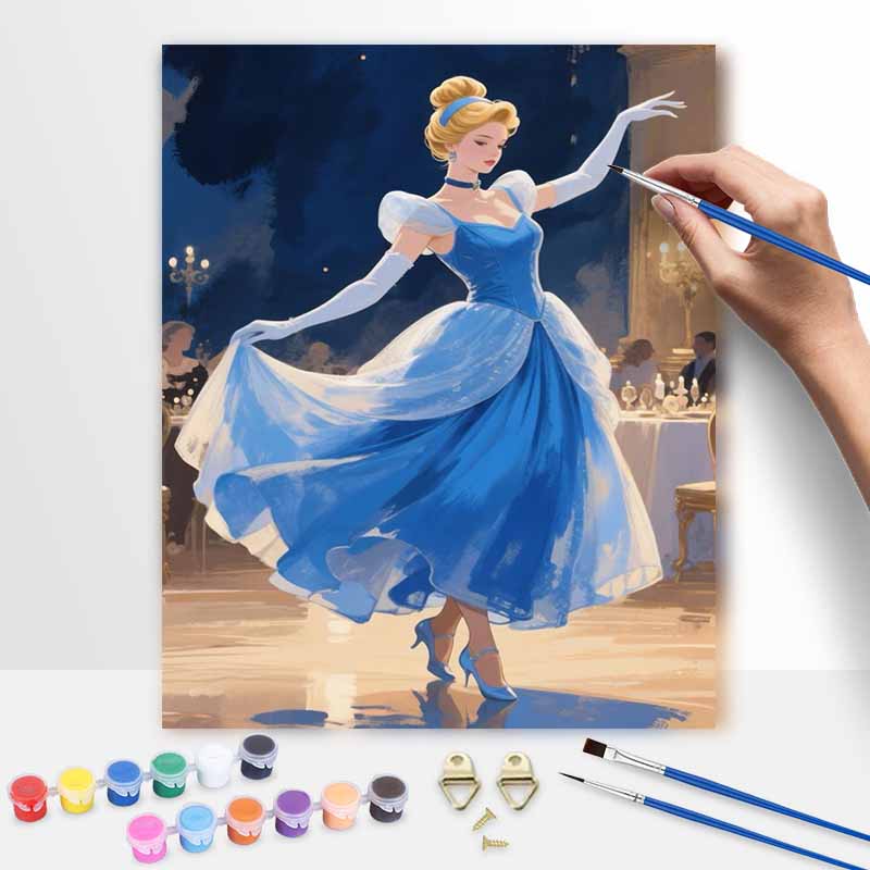 Disney Cinderella Oil Painting Art Set Handmade Diy Gift Home Decoration Ballroom Dance Princess Elegant Design Wall Art Decor