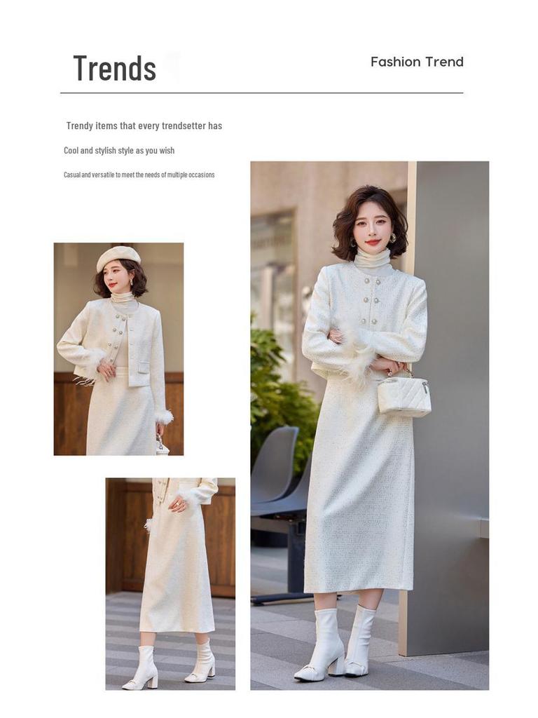 2025 High-End Damenmode-Set: Stilvolle Jacke & Midirock