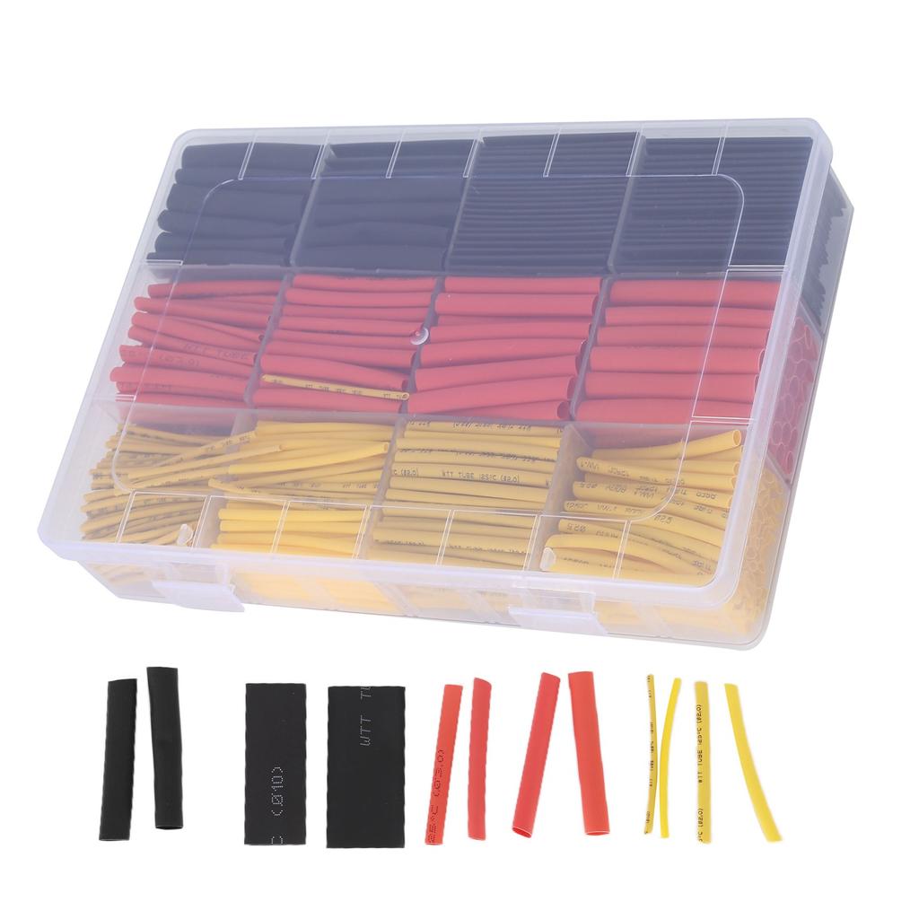 800 Pcs Heat Shrink Tubing Red Yellow Black Shrinkable Insulated Wire Cable Protection Sleeves Combi