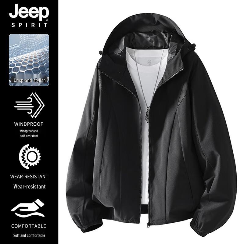 JEEP SPIRIT Men s Windproof Breathable Hooded Jacket M