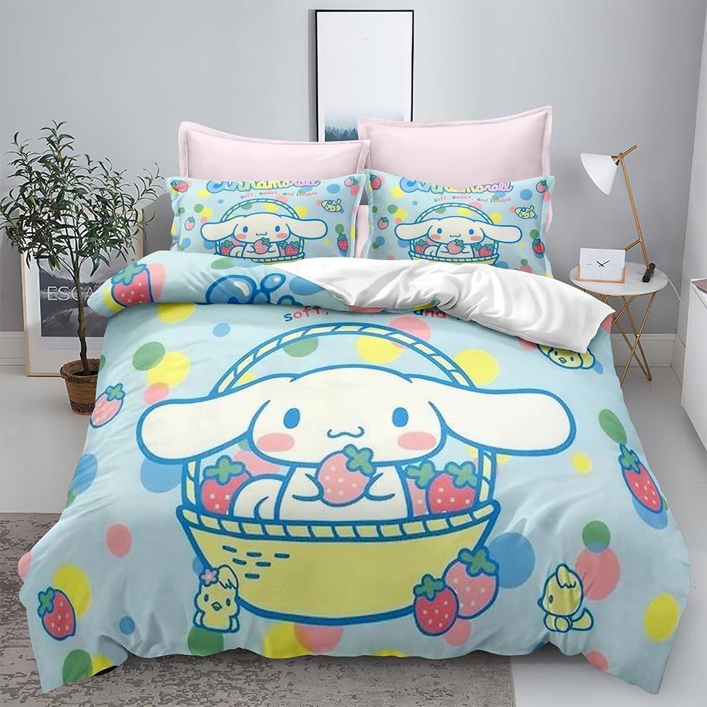 Sanrio Pom Pom Purin Cinnamoroll Bettwäschesets Bettdecke Steppdecke Bettbezug Bettbezug Kissenbezug 2-3-teilige Sets Kinder Erwachsenengröße