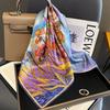 Silk Summer Versatile Colorful Printed Scarf Shawl Fashionable Neck Scarf Square Scarf 100% Mulberry Silk Scarf
