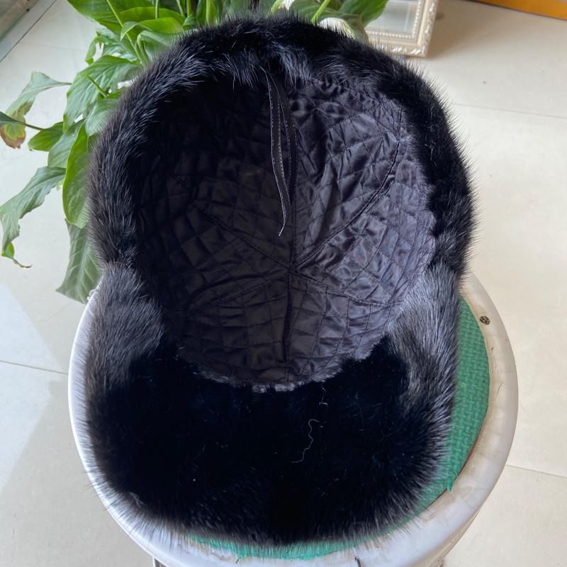Luxury Cap Men Women Mink Fur Hat Unisex Genuine Real Fur Visor Snow Cap Russian Warm Winter Hats Outdoor 100% Real Fur Hat