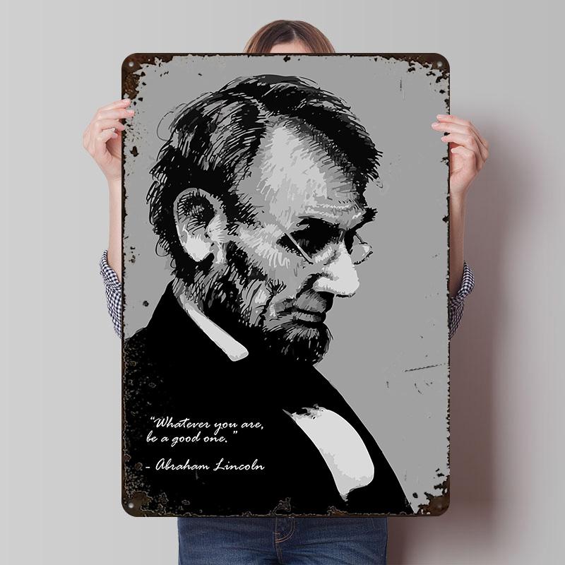 Abraham Lincoln Vintage Printed Posters Customizable Wall Art Retro Vintage Metal Tin Signs for Home Room Bathroom Decor Items