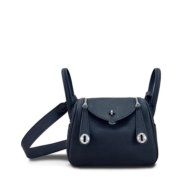 New Mini Lindy Bag 19cm (NO LOGO) Genuine Leather Boston Bag Real Cowhide Fashion Versatile Women Single Shoulder Crossbody Handbag
