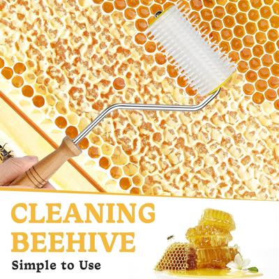 4Pcs Honey Extractor Uncapping Needle Roller Tool with Wood Handle for Beekeeper Honey Extractor Spinner Beehive Cleaner