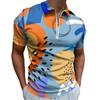 Abstract Pattern Short Sleeve Zip Polo, Stylish Casual Top for Daily Wear