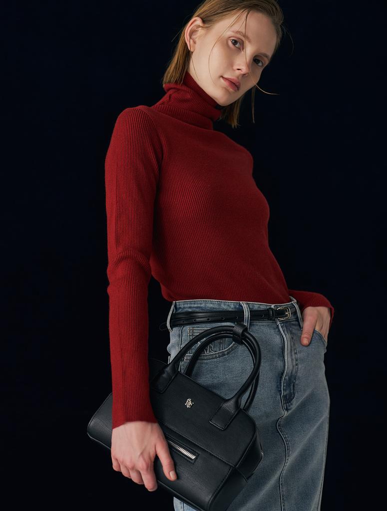 GENERALIDEA Ribbed Turtleneck Pullover [Burgundy] / Wbd4L05547