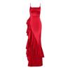 Summer new, European and American style sexy temperament suspender ruffle edge split dress dress women