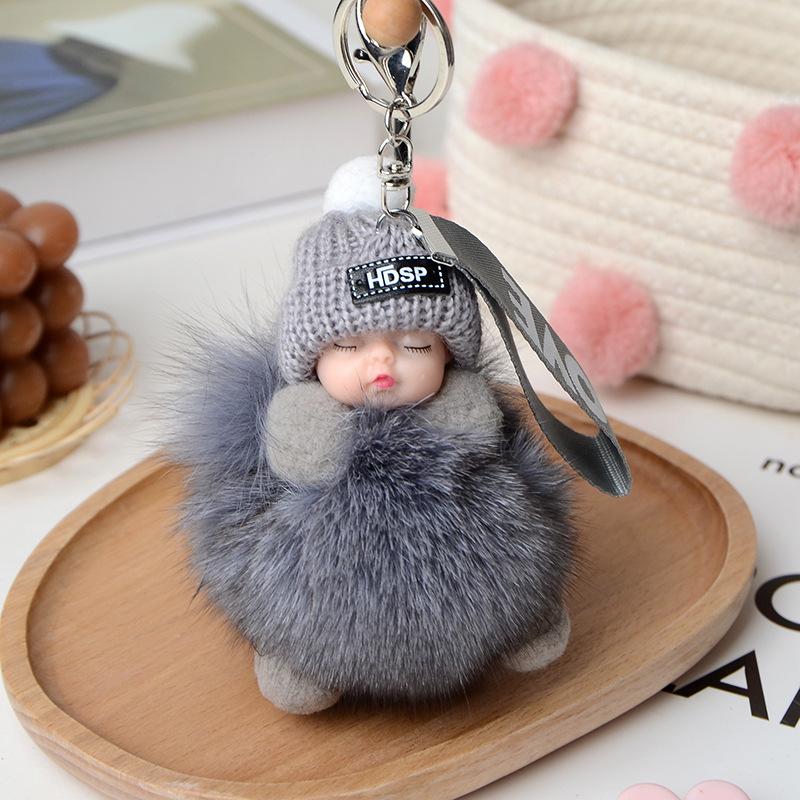 Echter Fuchs Haarball Schlafpuppe Anhänger Plüsch Schlüsselanhänger Accessoires Fell Geschenk Schmuck