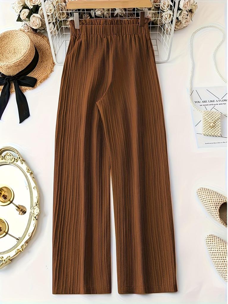 DY3514 Women's Elegant Solid Bow Long Pants - 2025 Autumn Collection