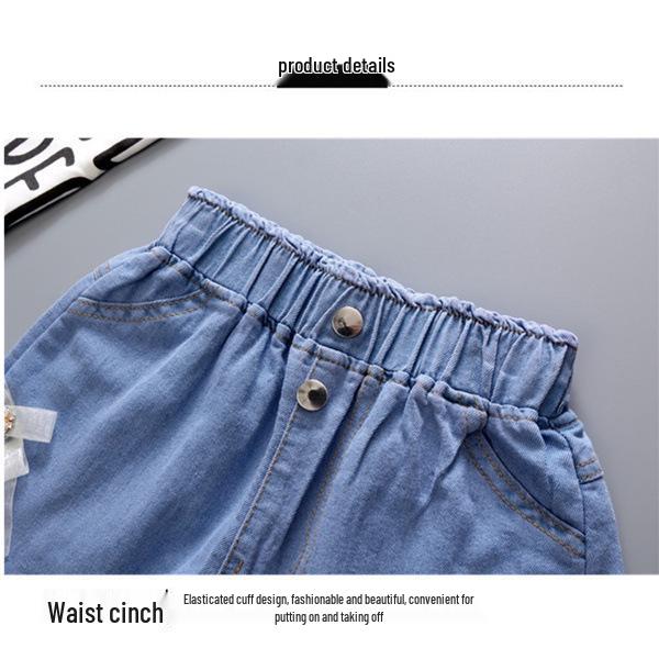 Disponibile: Pantaloncini di jeans da bambina 2025 - Nuovo stile per bambini e ragazzi, Capospalla sottile per bambine