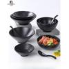 Jijun 9.5-inch Black Melamine Commercial Noodle Bowls (10-Pack)