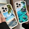 Phone Case for iPhone 17 Air 16E 15 16 Pro Max Summer Beach Sea Palm Tree Vacation Cover 14 Plus 13 12 Mini Soft Shell Silicone