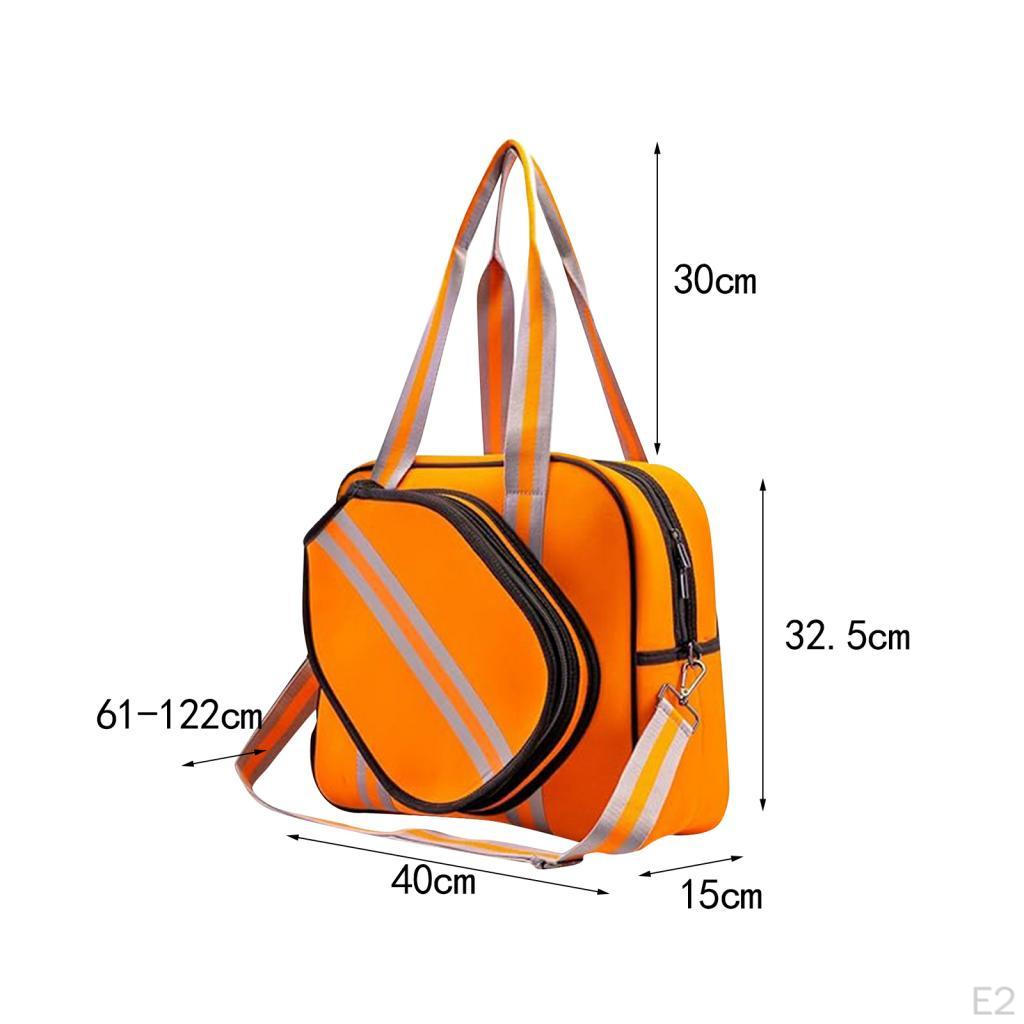 Badminton Shoulder Bag Large Handbag for Adults Pickleball Racquet Orange