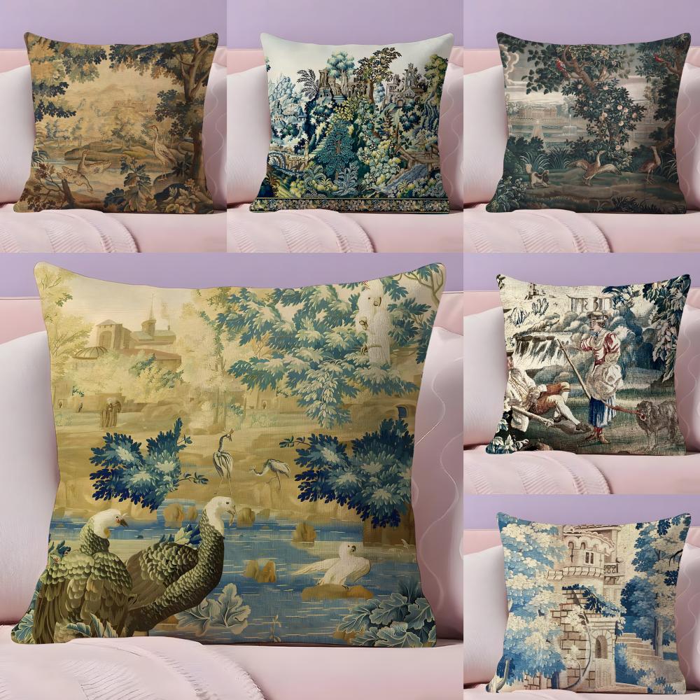 Aubusson Tapestry French Th Century Cushion Cover Plush Fabric Soft DoubleSided Printed Sofa Warm Winter Home Pillow Cover