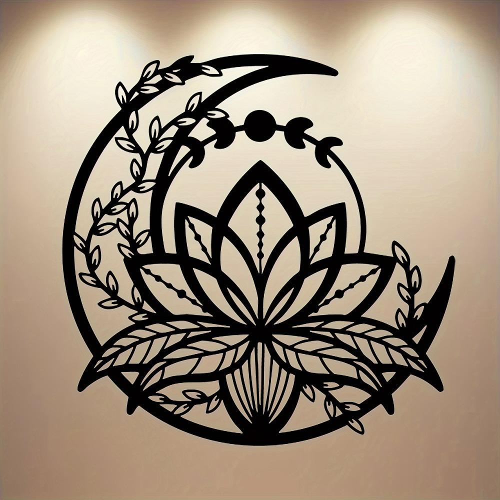 Indoor Outdoor Metal Wall Art Nature Sculpture Abstract Moon Flower Carving Rustic Home Farmhouse Ranch Decor Family Holiday Gift