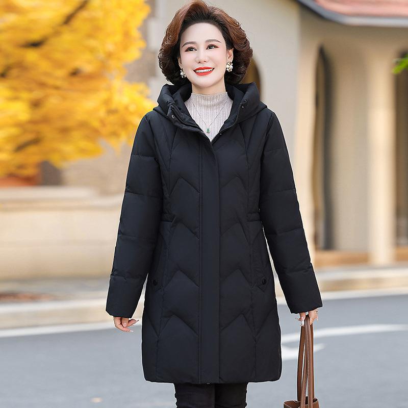 Mother's wear mid-length down jacket for women winter new thickened white duck down jacket for middle-aged and elderly women