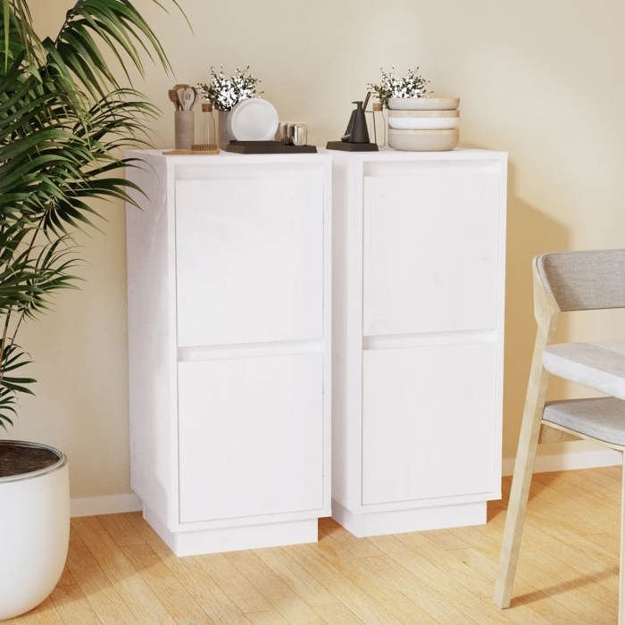 VidaXL Buffets 2 pcs Blanc 31,5x34x75 cm Bois massif de pin