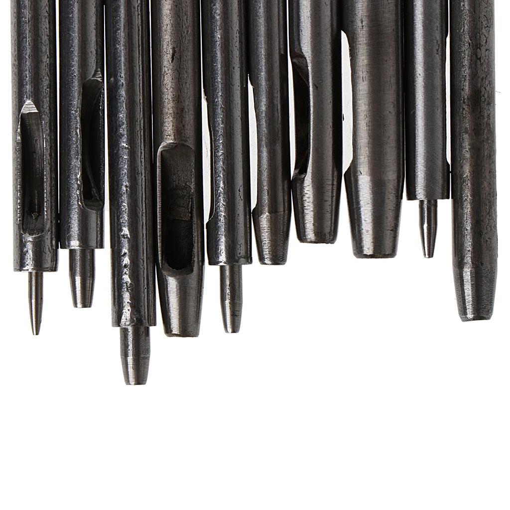 10Pieces DIY Handmade Belt Punching Leather Hole Punch Hollow Drilling Tools Leather Handicraft Puncher Set Leather Tool