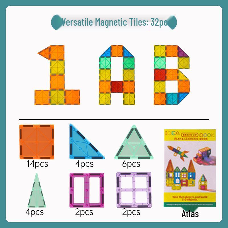 

Stained Glass Magnetic Tile Set: Strong, Fun Assembly Building Blocks for Early Education Ages 3-6