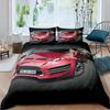 Race Car King Queen Duvet Cover Cool Speed Racing Bedding Set Teens Men Black Sport Car Quilt Cover Polyester Comforter Cover