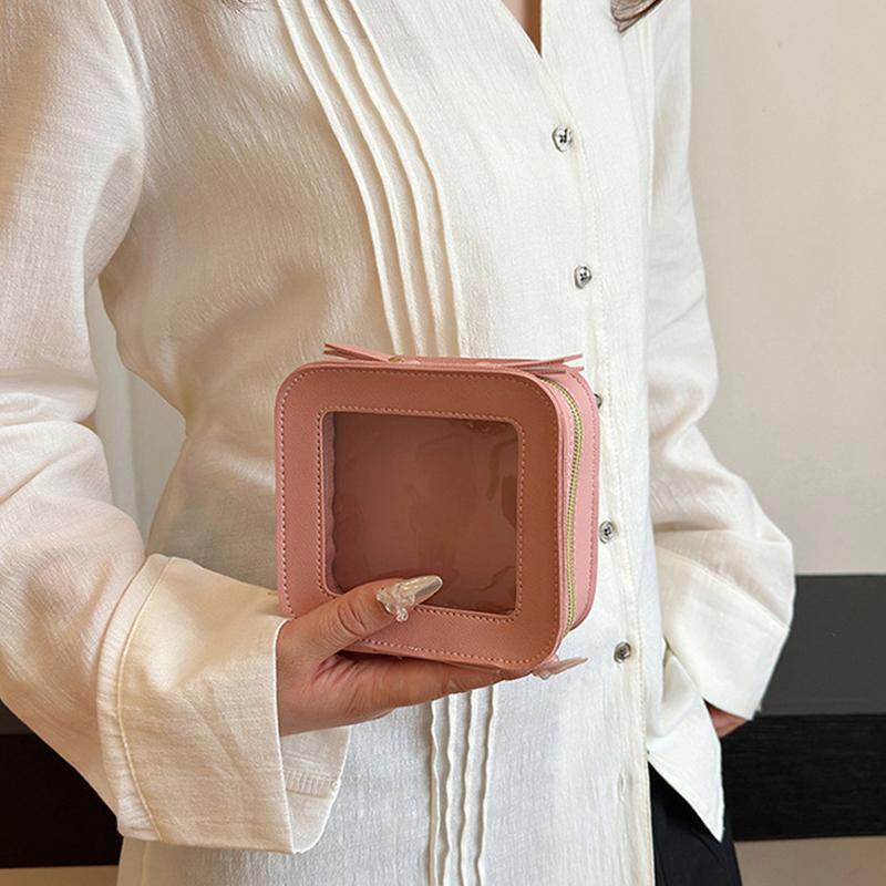 Borsa da Viaggio Piccola in Pelle Carina Trasparente per Trucco Organizer per Articoli da Toeletta Mini Borsa per Trucco Piccola Borsa per Cosmetici per Portafoglio