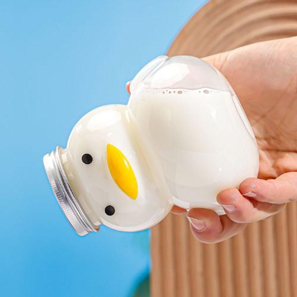 PET Plastic Cartoon Milk Tea Bottle Thickened Empty Duck Water Bottle 500ml Transparent Milk Tea Juice Cup Couple Christmas Gift