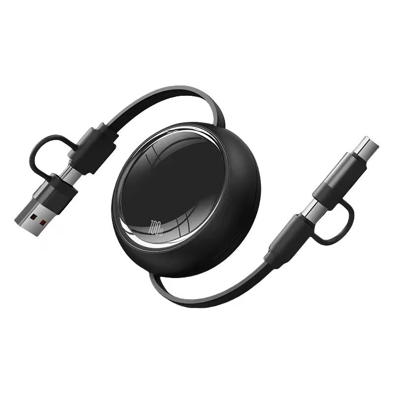 Promotional Gift Logo Available Retractable USB C Cable Multi Charging 5A Fast Charging 2 in 2 Multiple Charger Cord 1 meter чёрный