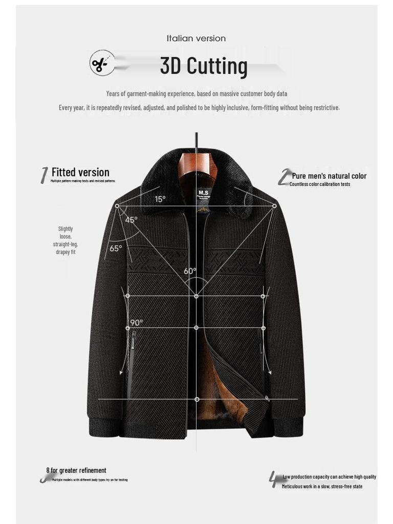Men's Wool Blend Winter Jacket - Warm, Thickened Coat for Dad or Grandpa