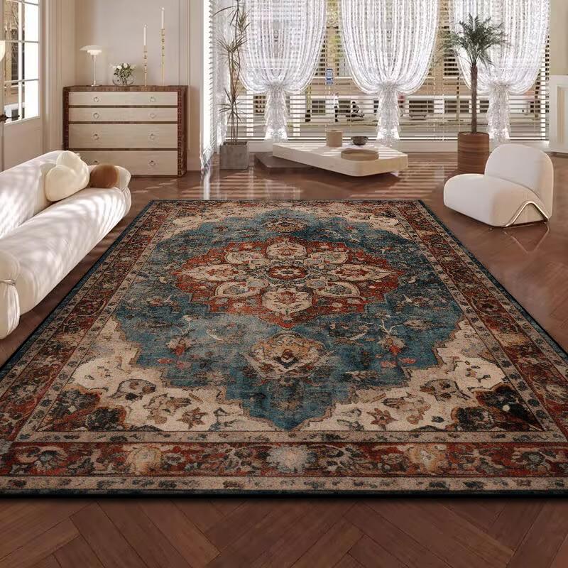 Dywan Retro Perski Amerykański Duży Obszar Dekoracja Salonu Dom Styl Etniczny Dywan do Sypialni Szatnia Poczekalnia Miękka Mata Zmywalna