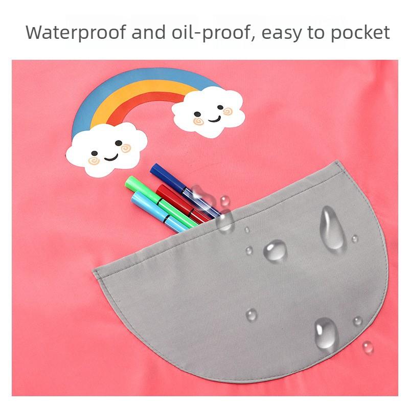 New Waterproof Apron Children's Eating Drawing Outerwear Dirt and Oil Resistant Apron for Boys and Girls Kawaii Kitchen Cover