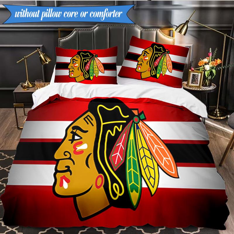 3PCS Blackhawks Printed Bedding Set For Bedroom dormitory,  Includes 1 Duvet Cover & 2 Pillowcases for All Seasons Home Decor Fan gifts