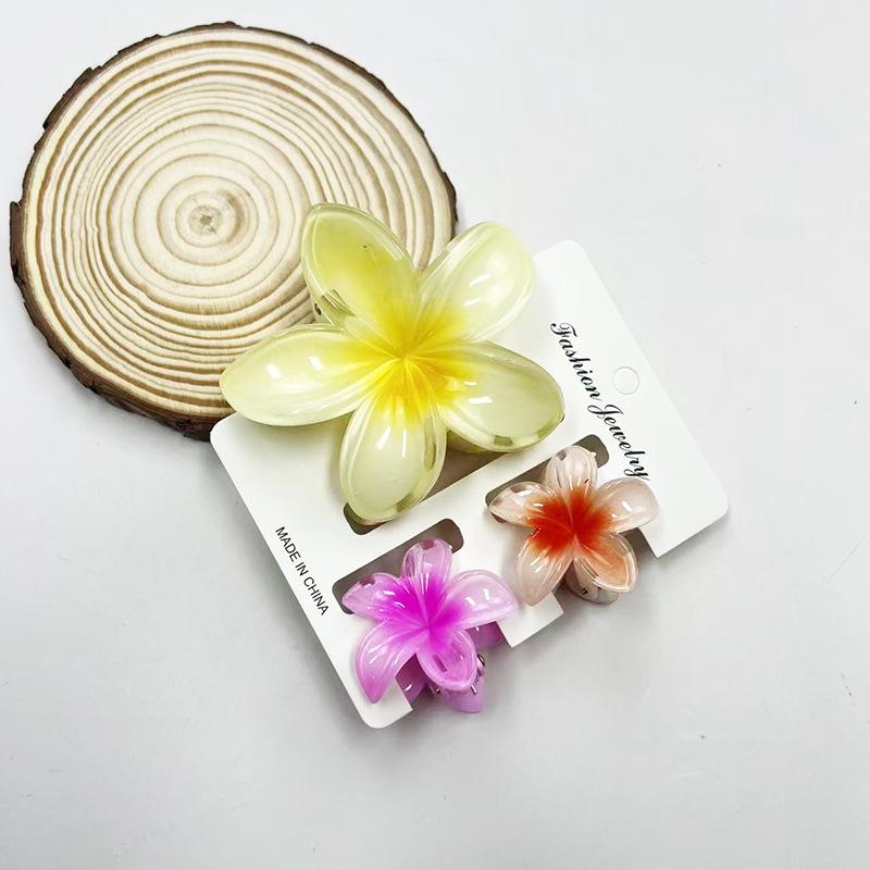 Sada skřipců do vlasů s frangipani: Květinové vlasové doplňky s imitací mramoru pro módní svátky