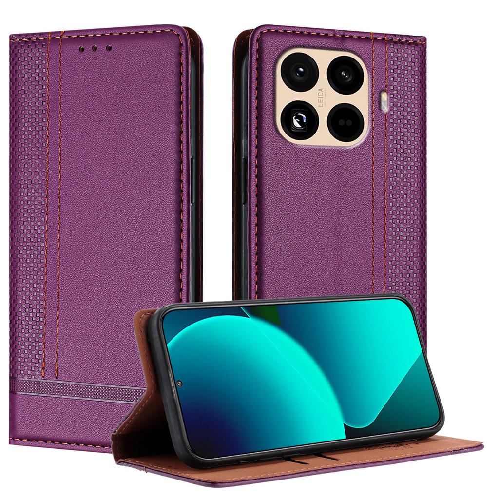 For Xiaomi 15T Pro Case L-Shaped Grid Pattern Leather Stand Phone Cover with Card Slots