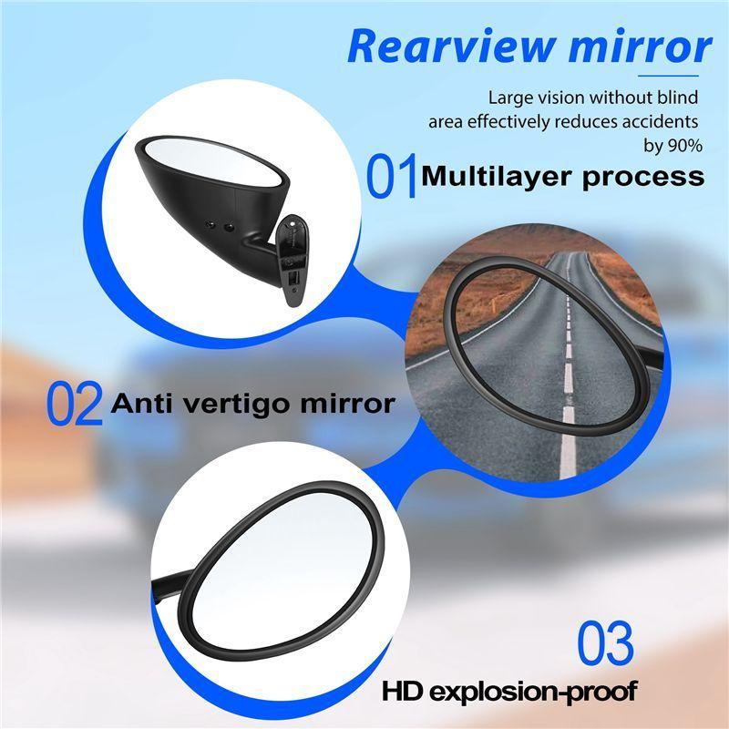 AA92-California Style Left & Right Car Classic Retro Door Wing Side Mirror Rearview Vintage Matte Universal Black