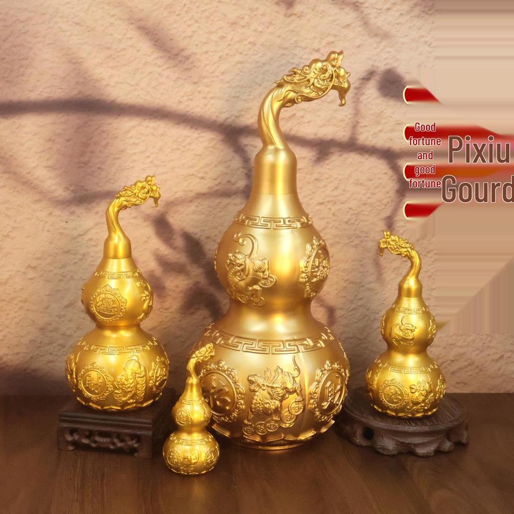 Brass Pixiu Wealth Gourd Ornament for Home or Office Decor