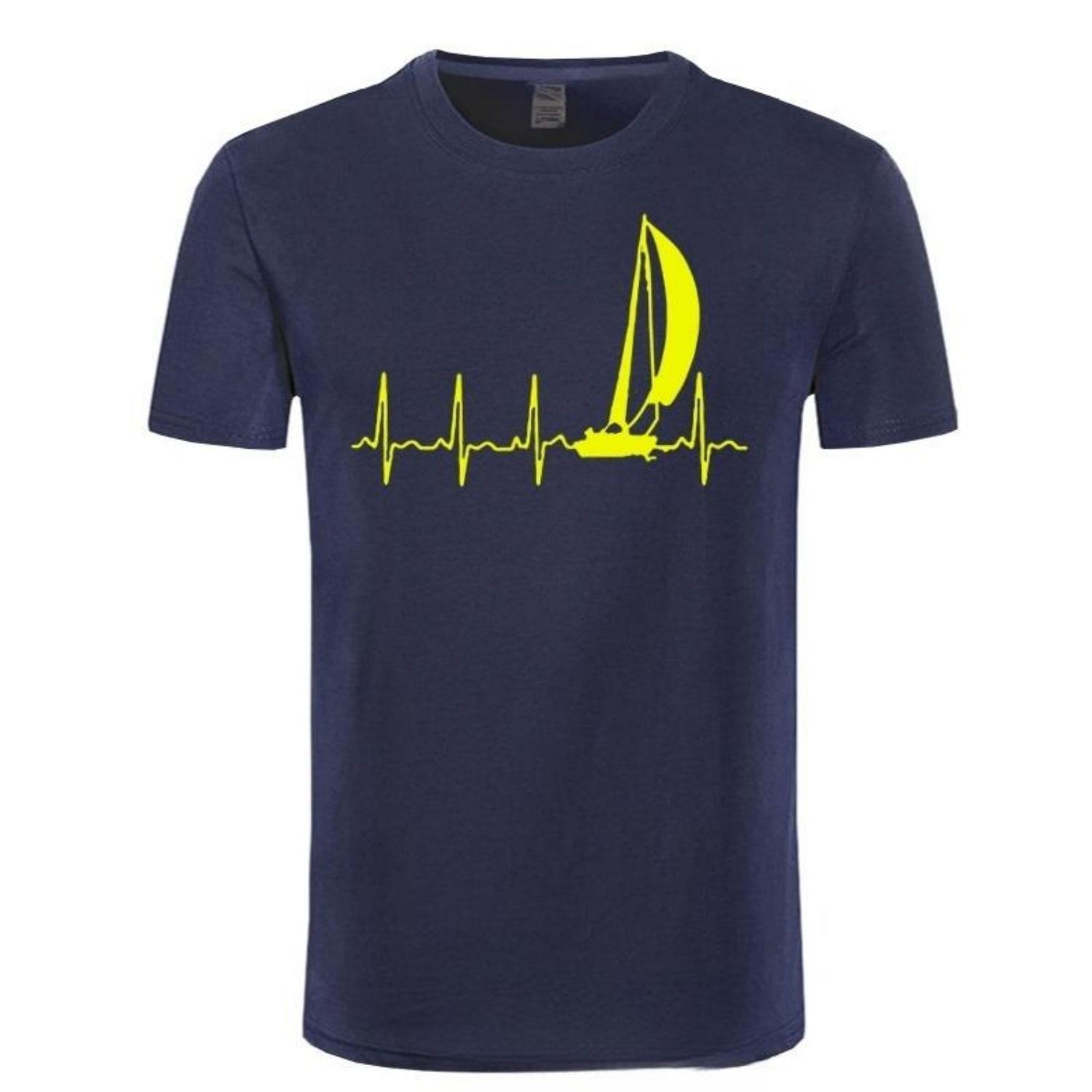 

Sailing T Shirt SAILING IN A HEARTBEAT TShirt Summer Graphic Tee Shirt Cute 100 Cotton Short Sleeve Mens Tshirt XXXXXL чорний