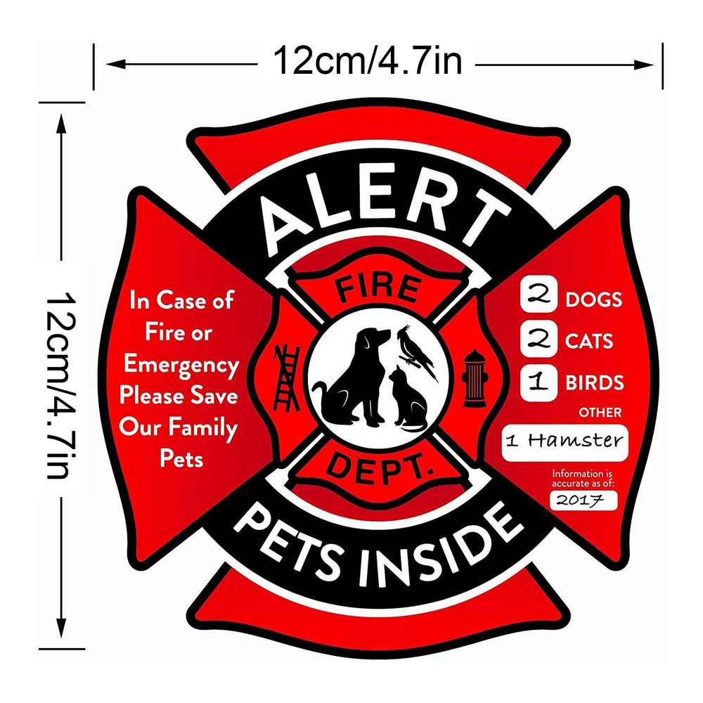 Pet Alert Safety Fire Rescue Stickers Window Cling Pets Inside Decal Stickers UV Fade Resistant Alert Safety Fire Rescue Sticker