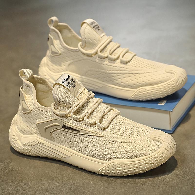 

Coconut Men s Breathable Flyknit Mesh Sneakers: Trendy, Versatile Casual Running Shoes for Summer 42