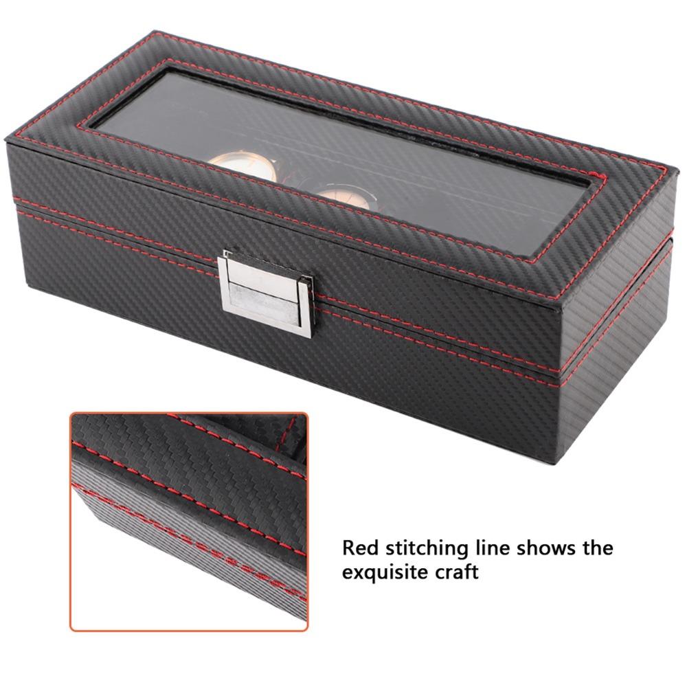 5-Slot Watch Box Carbon Fiber Display Case Durable Watch Case Storage