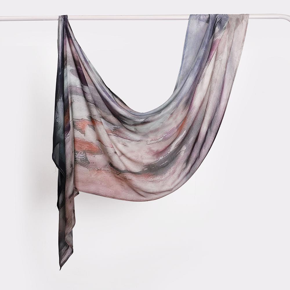 Watercolour Floral Printed Modal Breathable Light Weight Soft Cotton Rayon Viscose Woven Modal Muslim Women Shawl Hijab Scarf