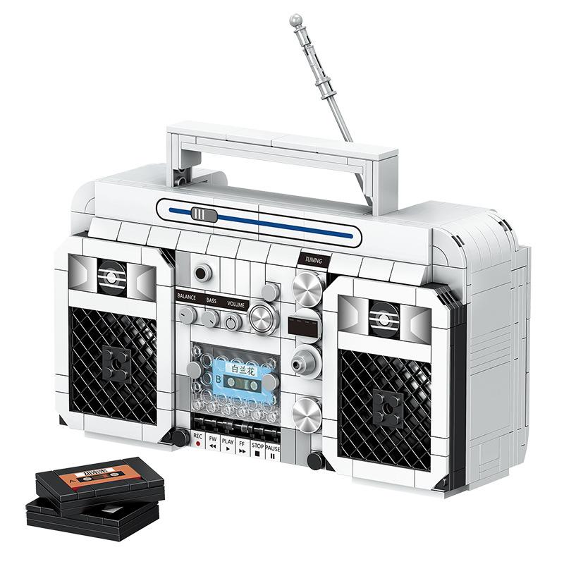 Klassisk Lag Retro Radio Kassett Båndopptaker Blokkmodell Byggeklosser Pedagogisk lekesamling for barn Gaver