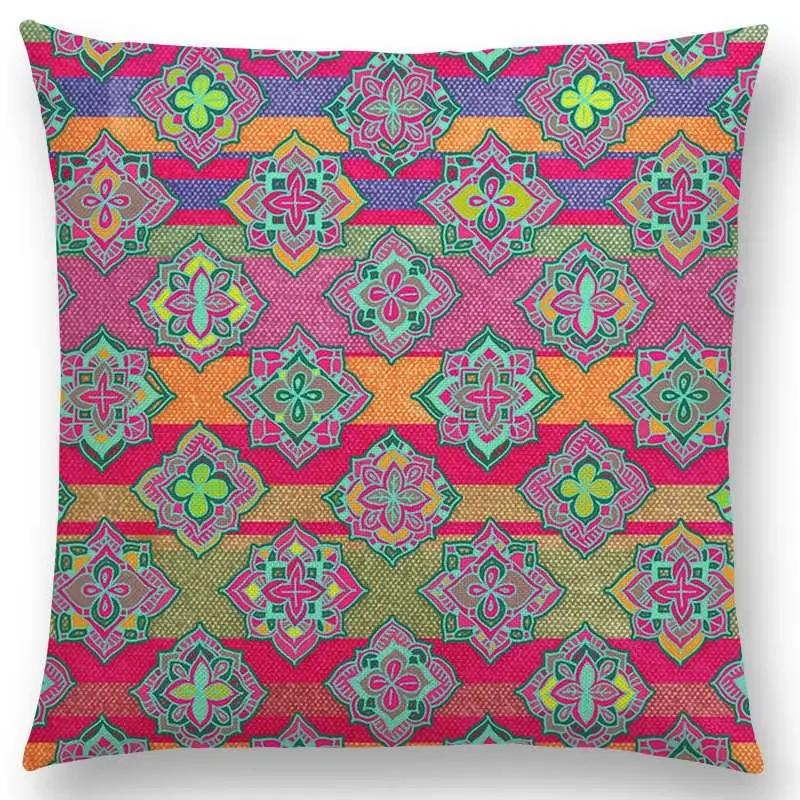 New Colorful Geometric Patterns Moroccan Lattice Mosaic Hexagon Stars Hearts Flowers Pretty Car Cushion Cover Sofa Throw Pillow