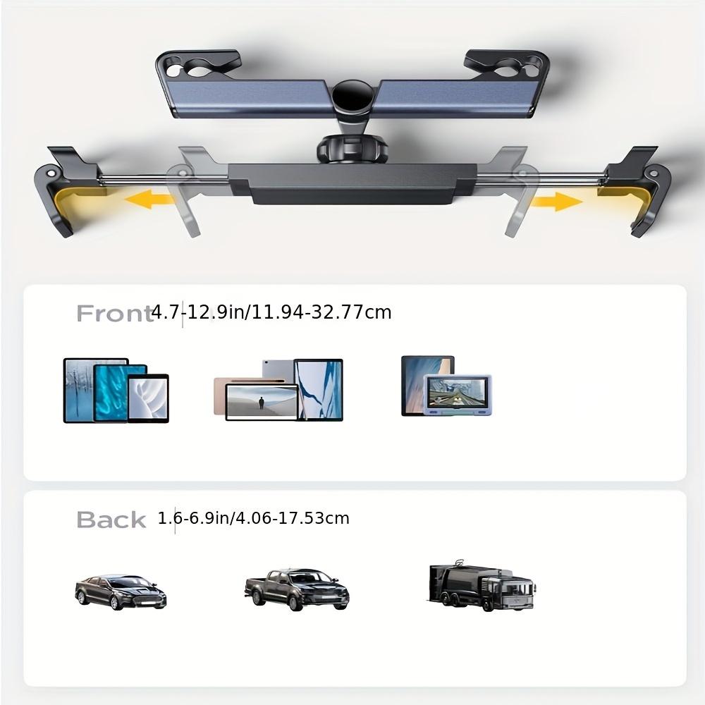 1 peça Suporte de Tablet/Telefone para Encosto de Cabeça de Carro Ajustável Giratório 360°, Para Todos os Telefones/Tablets de 4,7 Polegadas a 13 Polegadas