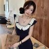 Xiaofei Sleeve Lace Splicing Waist A-shaped Skirt Vest Short Skirt Spice Girl Sexy and Thin Waist Summer Suspender A-shaped Skirt