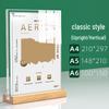 A4 Acrylic Table Card Holder with Beech Wood Base, Double-Sided Pull-Out Display Stand