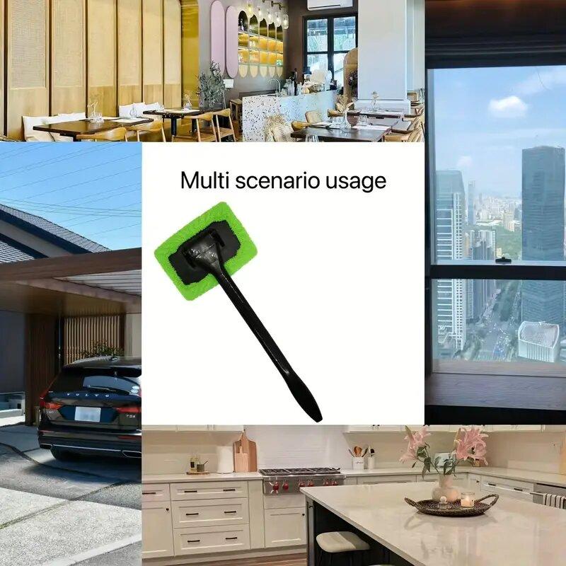 1pc Window Wiper Cleaning Brush Microfiber Wiper Windshield Demister Cleaning Tool Wiper Cleaner Wipe Tool Long Handle Cleaning Cloth  Accessories
