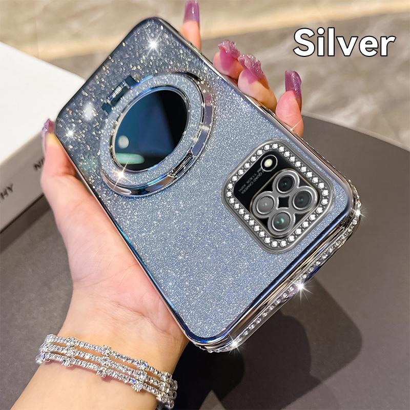 Diamond Glitter Magnetic Phone Case For Huawei Nova 6 SE Nova 7i Y9 Prime 2019 Bracket Shockproof Silicone Bling Bumper Cover