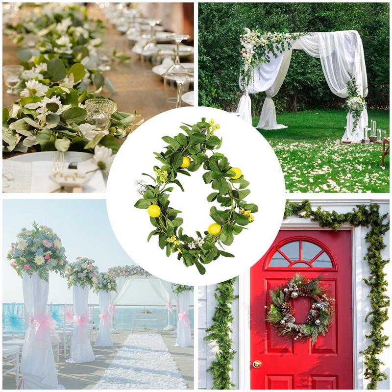 Fake Lemon Garlands Fake Leafs Rattan Artificial Plants Yellow Green Plastic Material Garden Deco Home Decoration